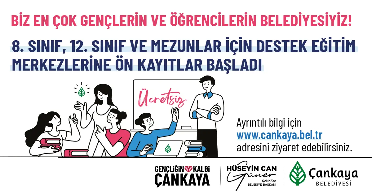 Çankaya Belediyesi Destek Eğitim Merkezlerine Ön Kayıtlar Başladı haber görseli