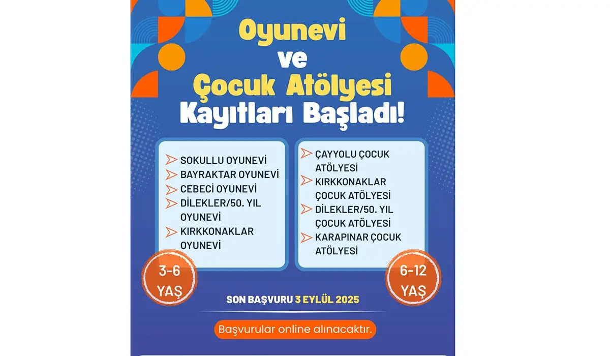 Oyunevleri ve Atölyelere Başvurular Başladı haber görseli